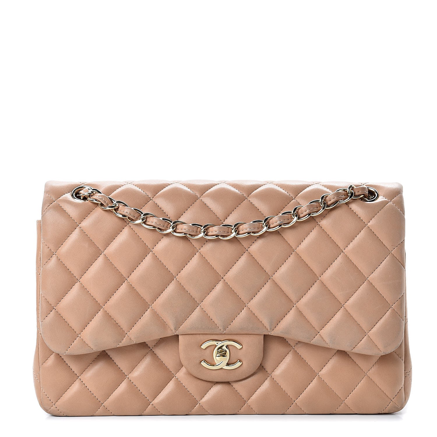 Chanel Lambskin Quilted Jumbo Double Flap Beige Clair 1 of 25