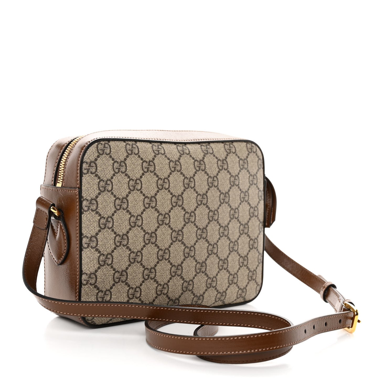 GG Supreme Monogram Small Horsebit 1955 Shoulder Bag Beige Brown Sugar