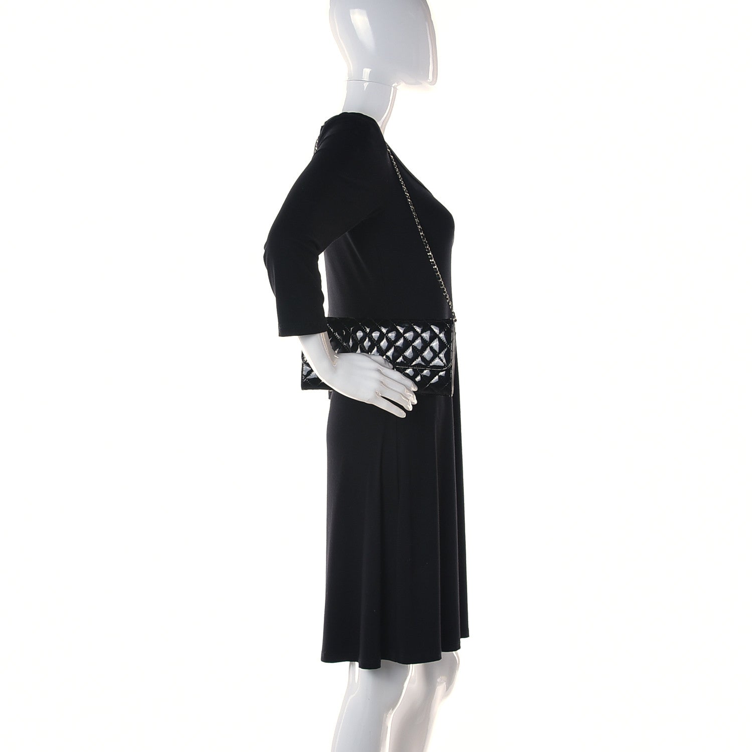 Chanel Patent Calfskin Quilted Brilliant East West Flap Clutch Black 3 of 14