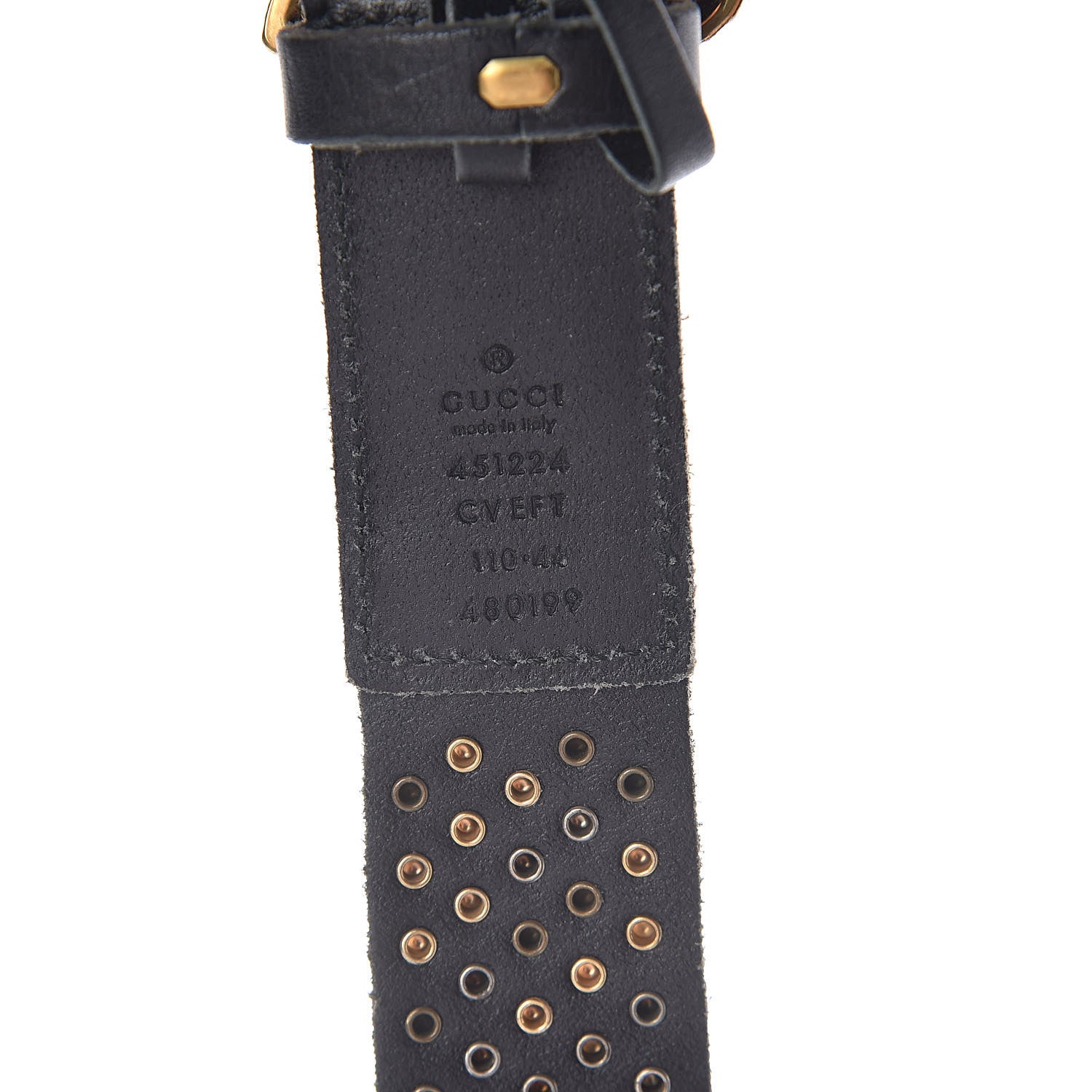 Gucci Calfskin Studded Feline Belt 110 44 Black 6 of 6