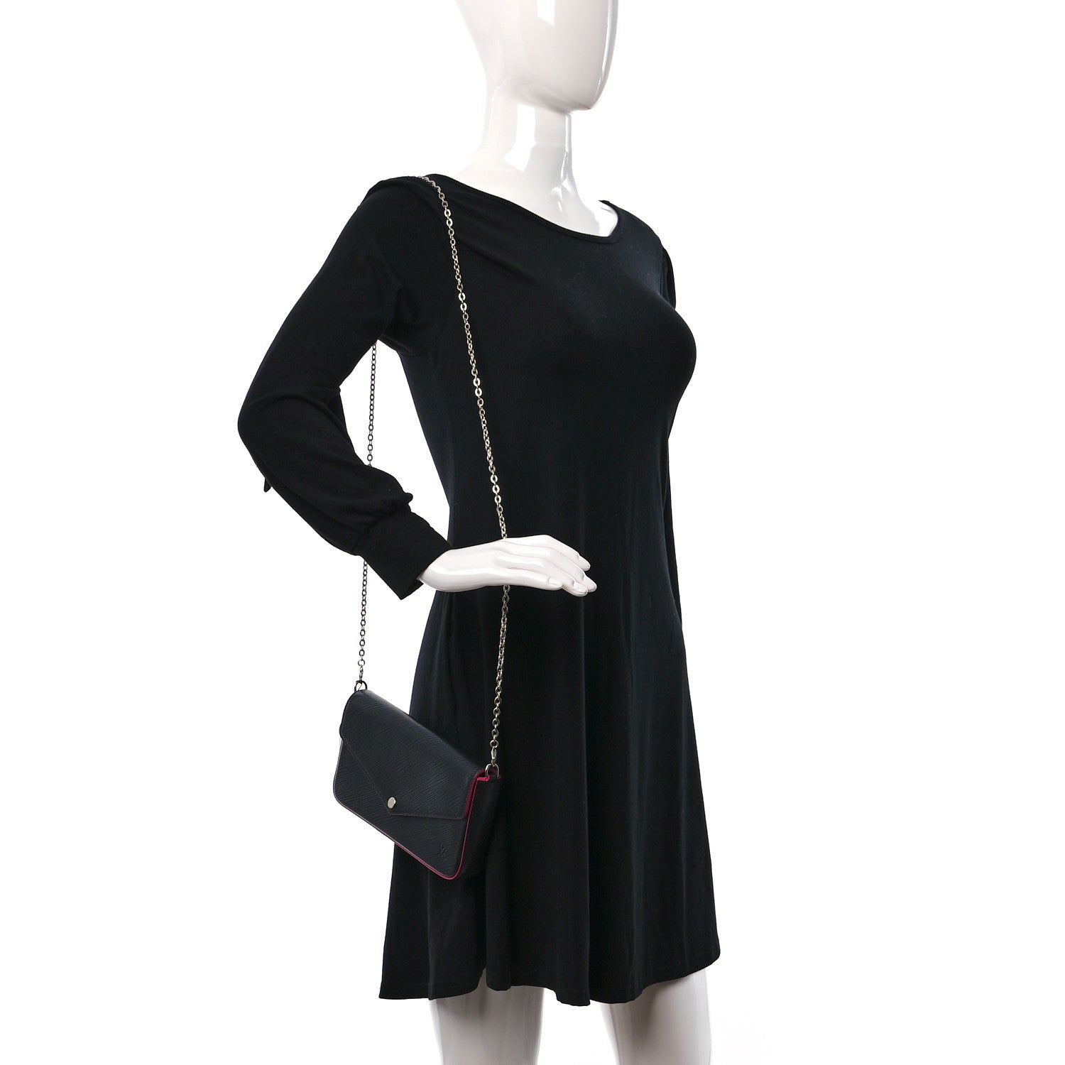 Louis Vuitton Epi Pochette Felicie Black Hot Pink 2 of 9