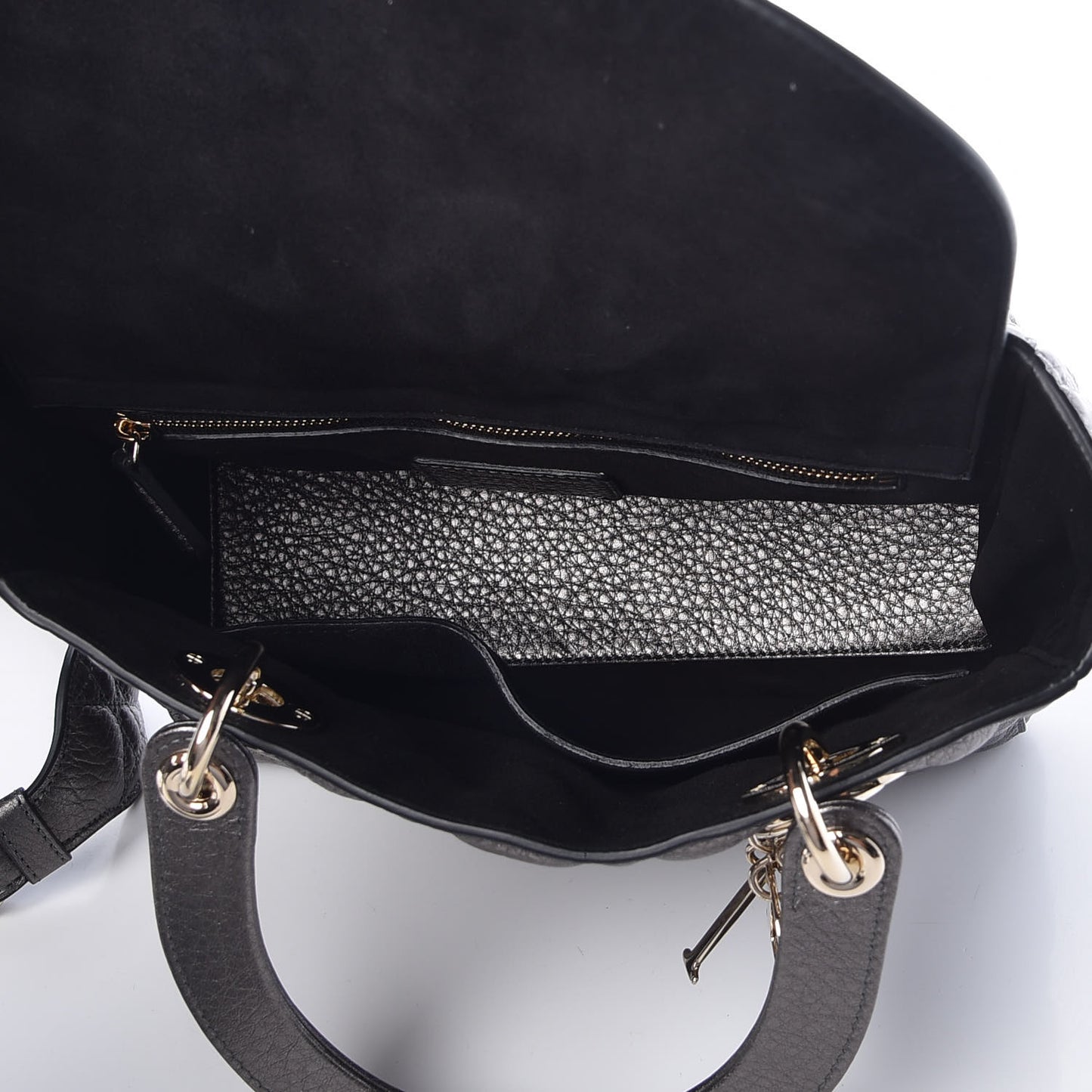 Metallic Calfskin Cannage Medium Supple Lady Dior Gunmetal