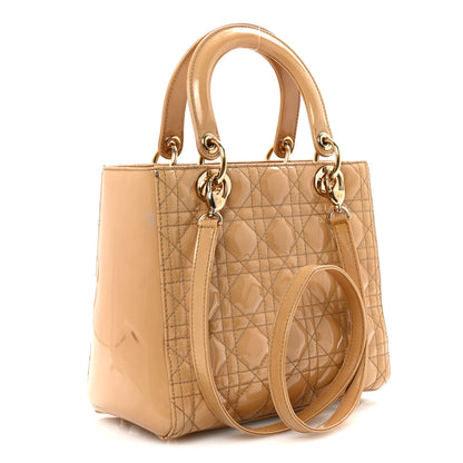 Christian Dior Patent Cannage Medium Lady Dior Beige 3 of 9