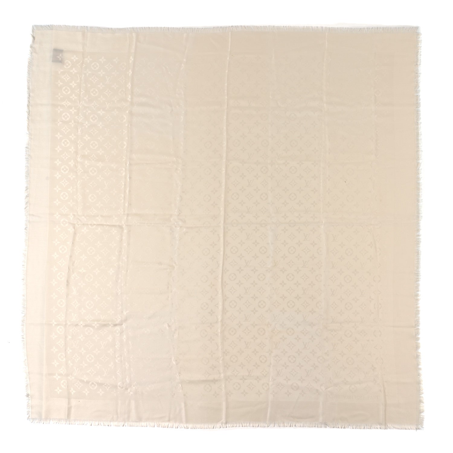 Louis Vuitton Silk Wool Monogram Shine Shawl White 1 of 6