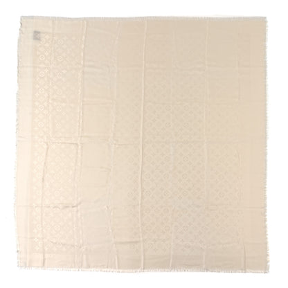 Louis Vuitton Silk Wool Monogram Shine Shawl White 1 of 6