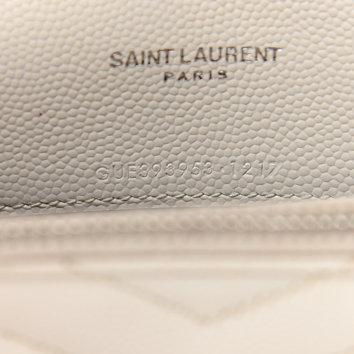 Grain De Poudre Matelasse Chevron Monogram Envelope Chain Wallet Optical White