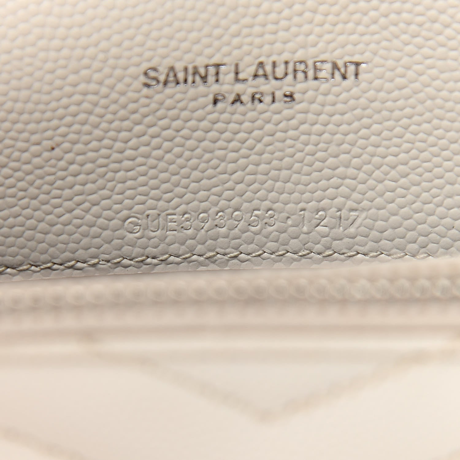 Saint Laurent Grain De Poudre Matelasse Chevron Monogram Envelope Chain Wallet Optical White 7 of 12