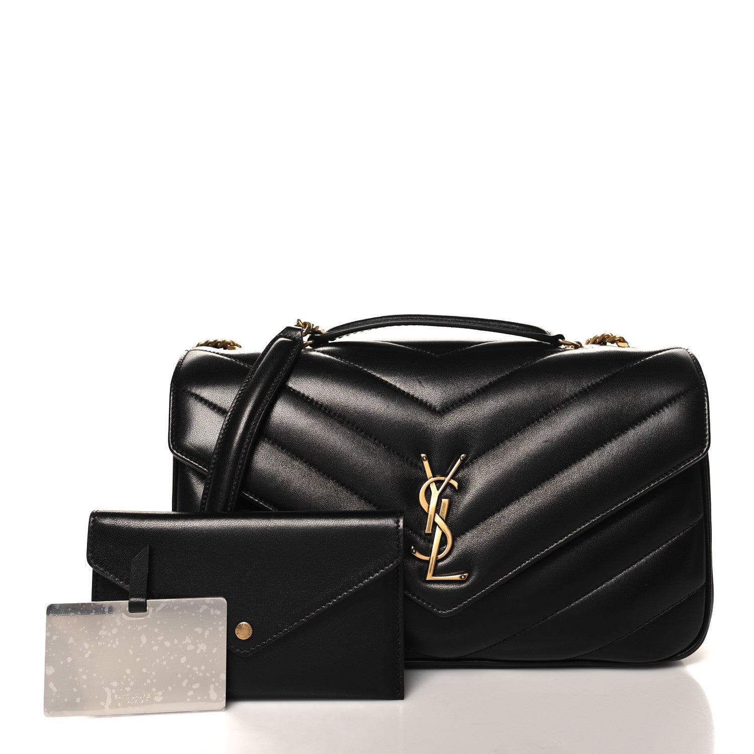 Saint Laurent Lambskin Chevron Quilted Medium Loulou Black 3 of 11