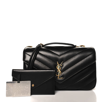 Saint Laurent Lambskin Chevron Quilted Medium Loulou Black 3 of 11