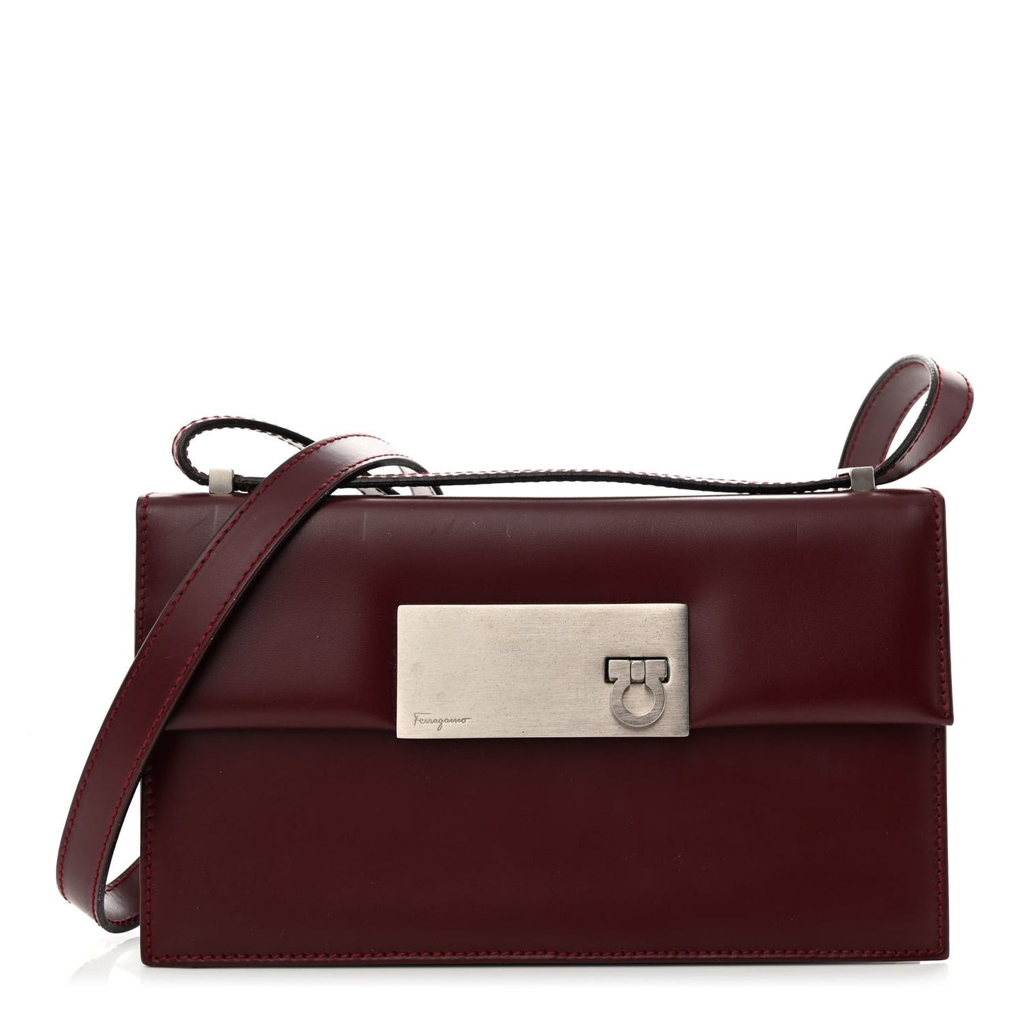 Calfskin Gancio Shoulder Bag Burgundy