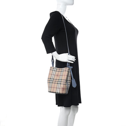 Burberry Haymarket Check Colours Small Lorne Bucket Crossbody Blue 2 of 9