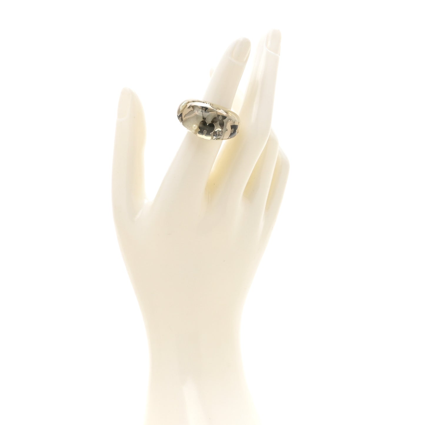 Resin Swarovski Crystal Inclusion Ring S Gris