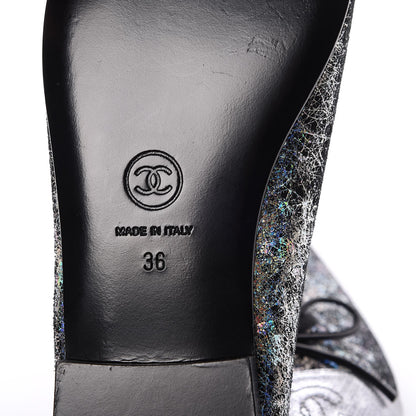Chanel Metallic Calfskin Hologram Cap Toe Ballerina Flats 36 Silver 6 of 8