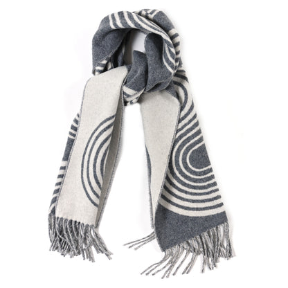 Hermes Cashmere Casaque Vague Muffler Gris Flanelle Ivoire 1 of 3