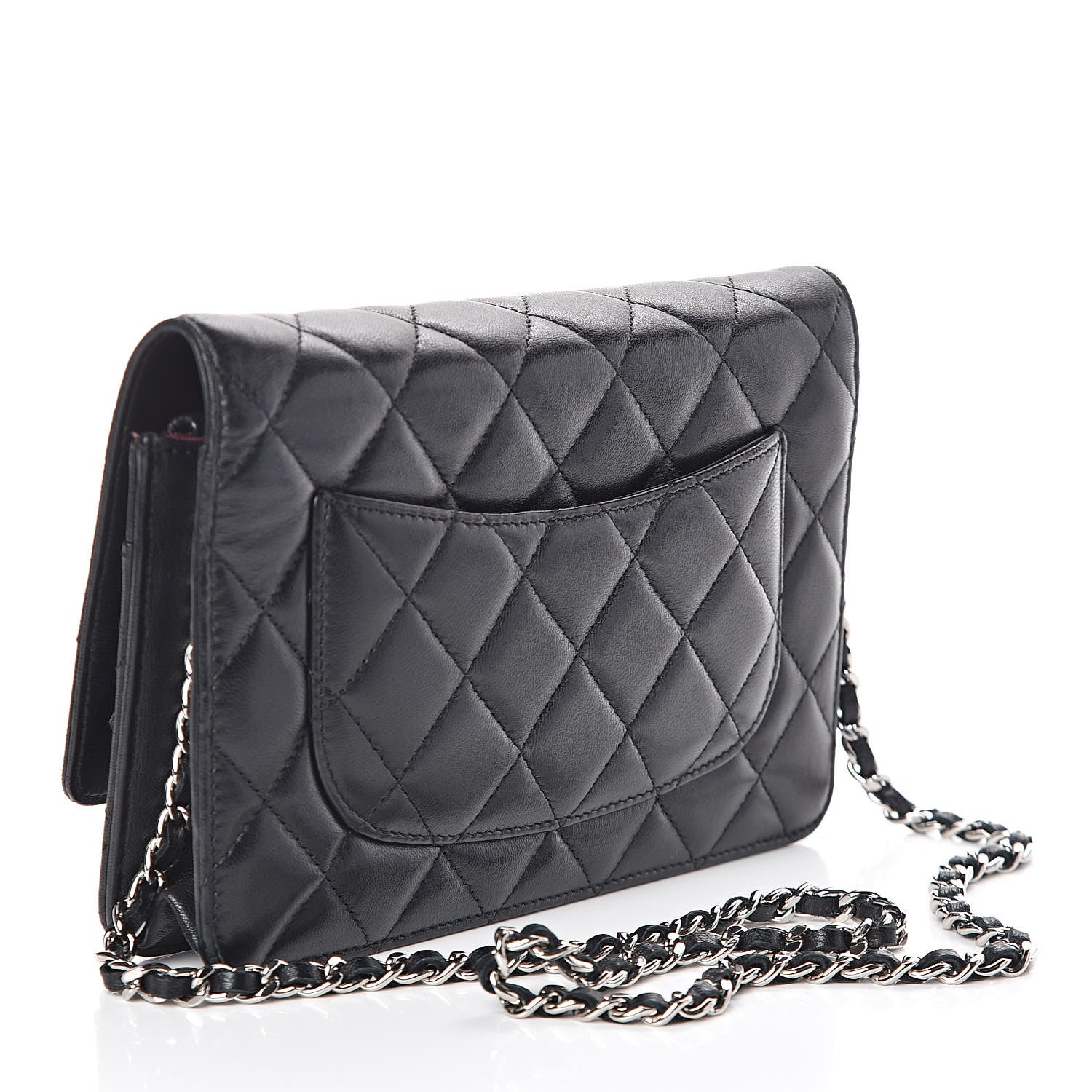 Chanel Lambskin Quilted Wallet On Chain WOC Black 3 of 11