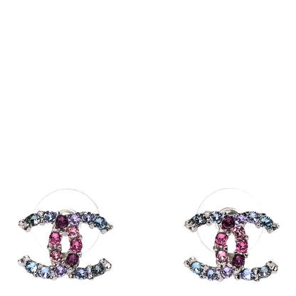 Chanel Crystal CC Earrings Silver Multicolor 1 of 4