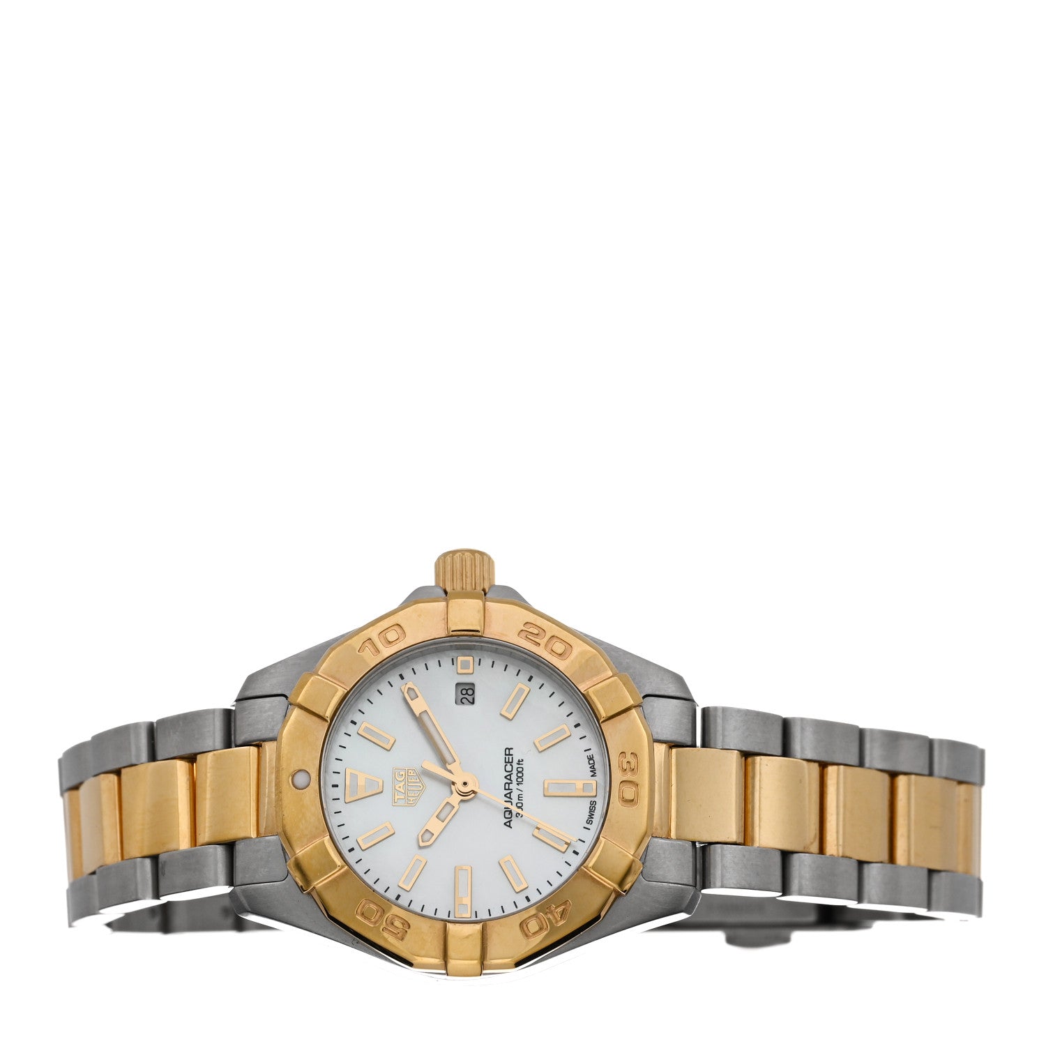 Tag Heuer Stainless Steel 18K Yellow Gold Mother of Pearl 27mm Aquaracer Lady Quartz Watch WBD1420 2 of 5