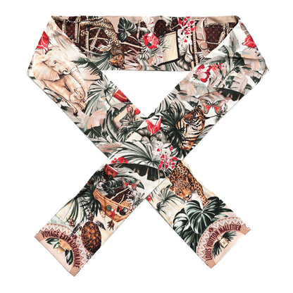 Louis Vuitton Silk Voyage Extraordinaire Bandeau Scarf Beige 1 of 3