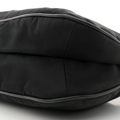 Prada Tessuto Nylon Soft Calfskin Shoulder Bag Black 9 of 9