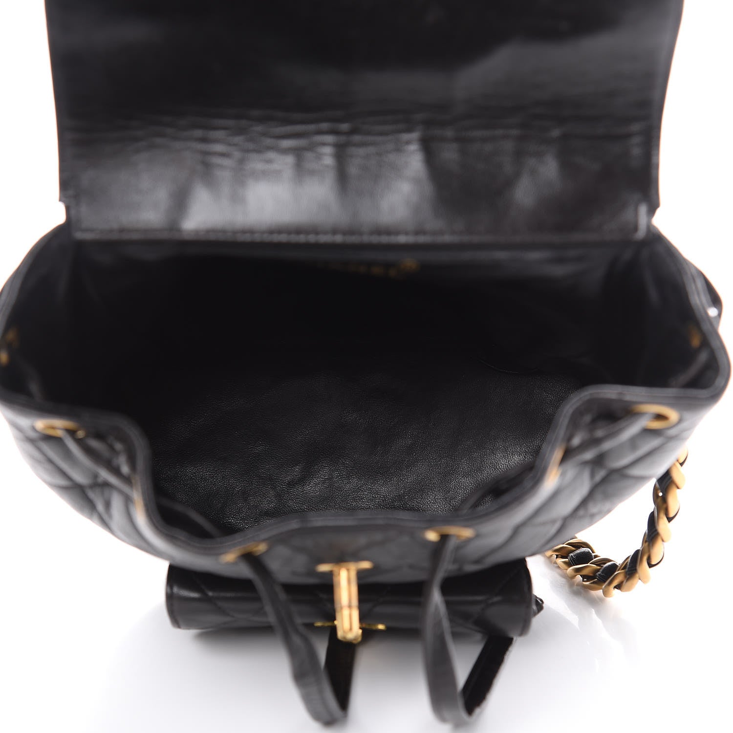 Chanel Lambskin Quilted Drawstring Backpack Black 6 of 16