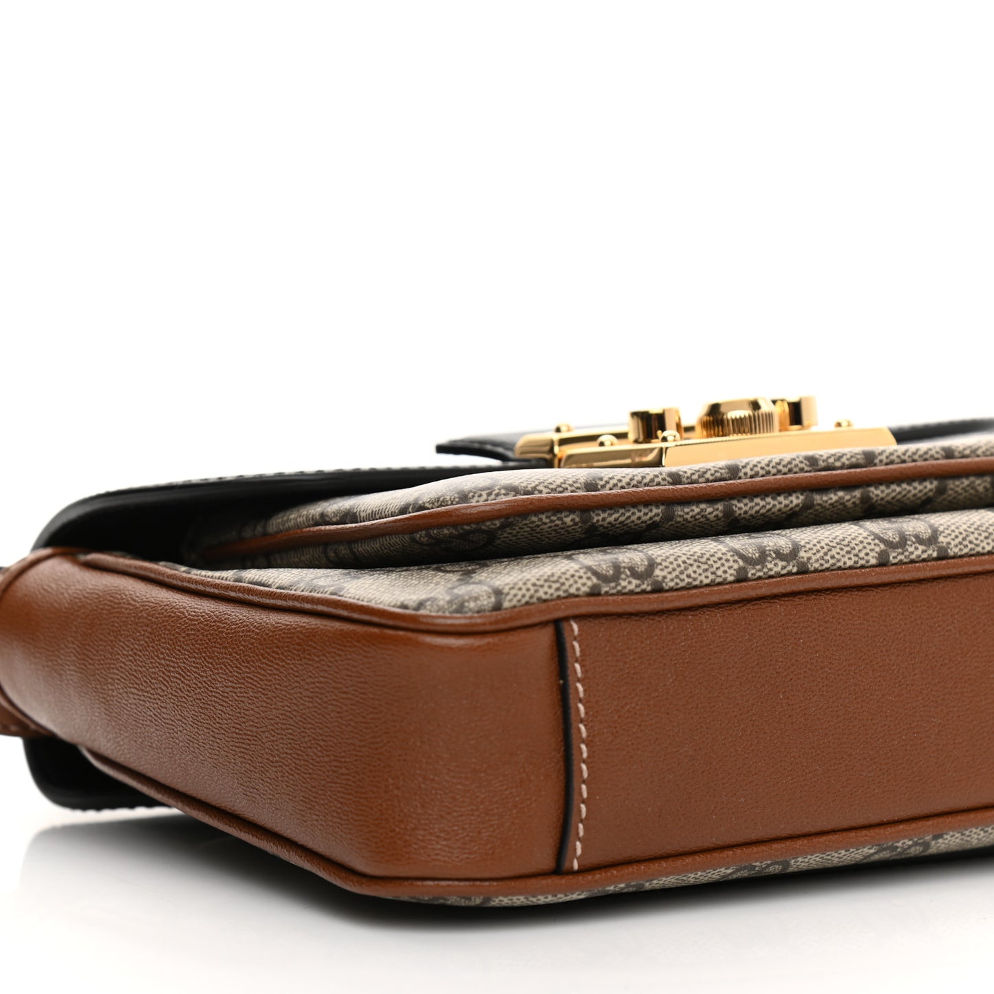 GG Supreme Monogram New Sakai Lux Calfskin Mini Padlock Flap Pocket Shoulder Bag Beige Ebony Black Cuir