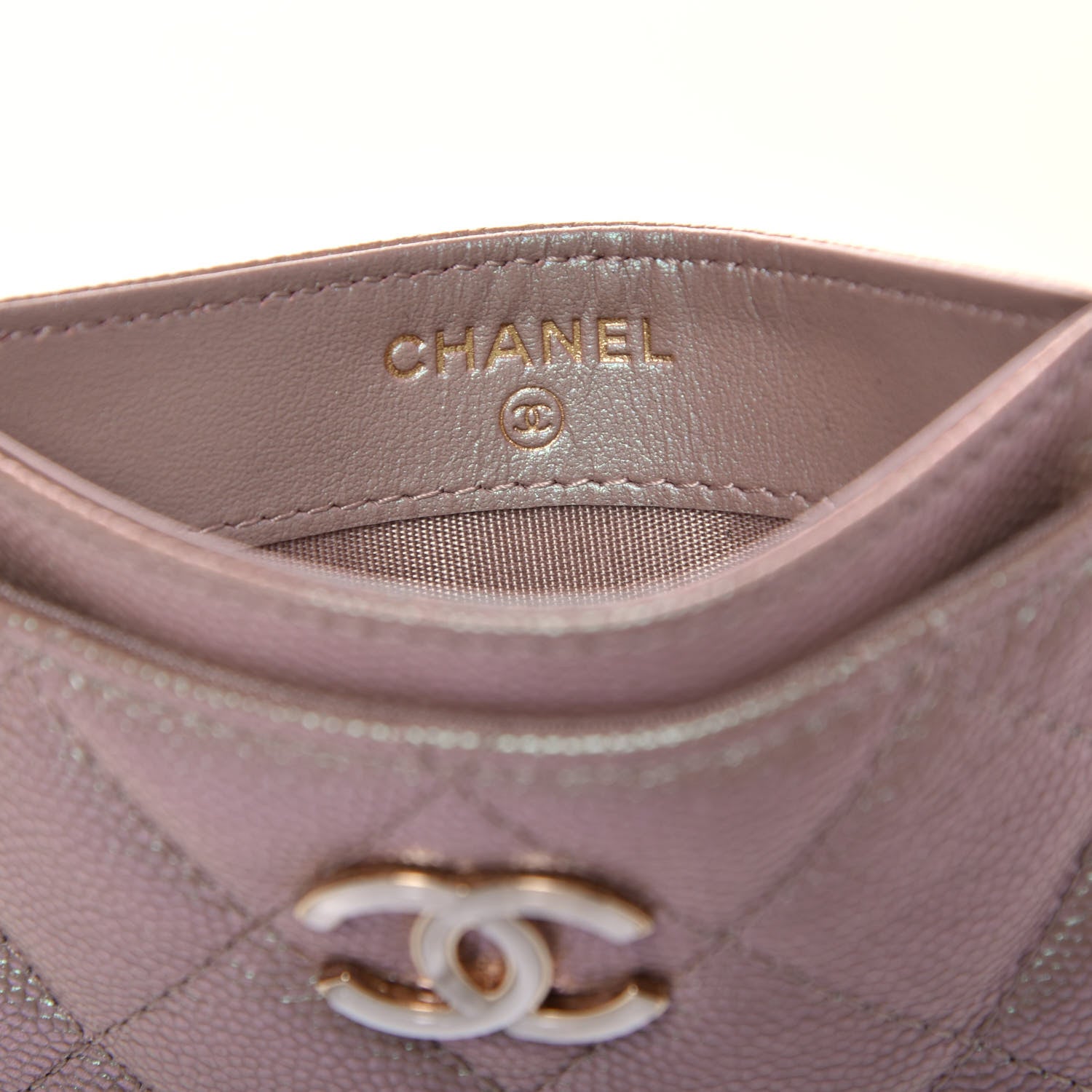 Chanel Iridescent Caviar Quilted Card Holder Beige 7 of 8
