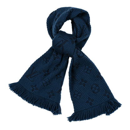 Louis Vuitton Wool Silk Logomania Scarf Navy 1 of 5