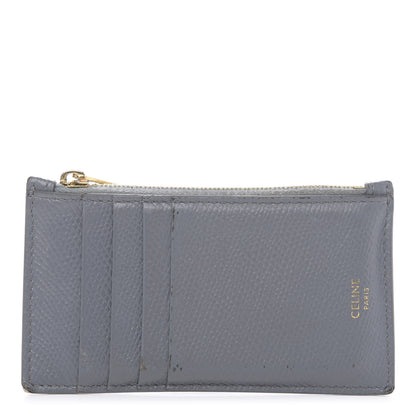 Celine Grained Calfskin Zipped Card Holder Medium Grey 1 of 10