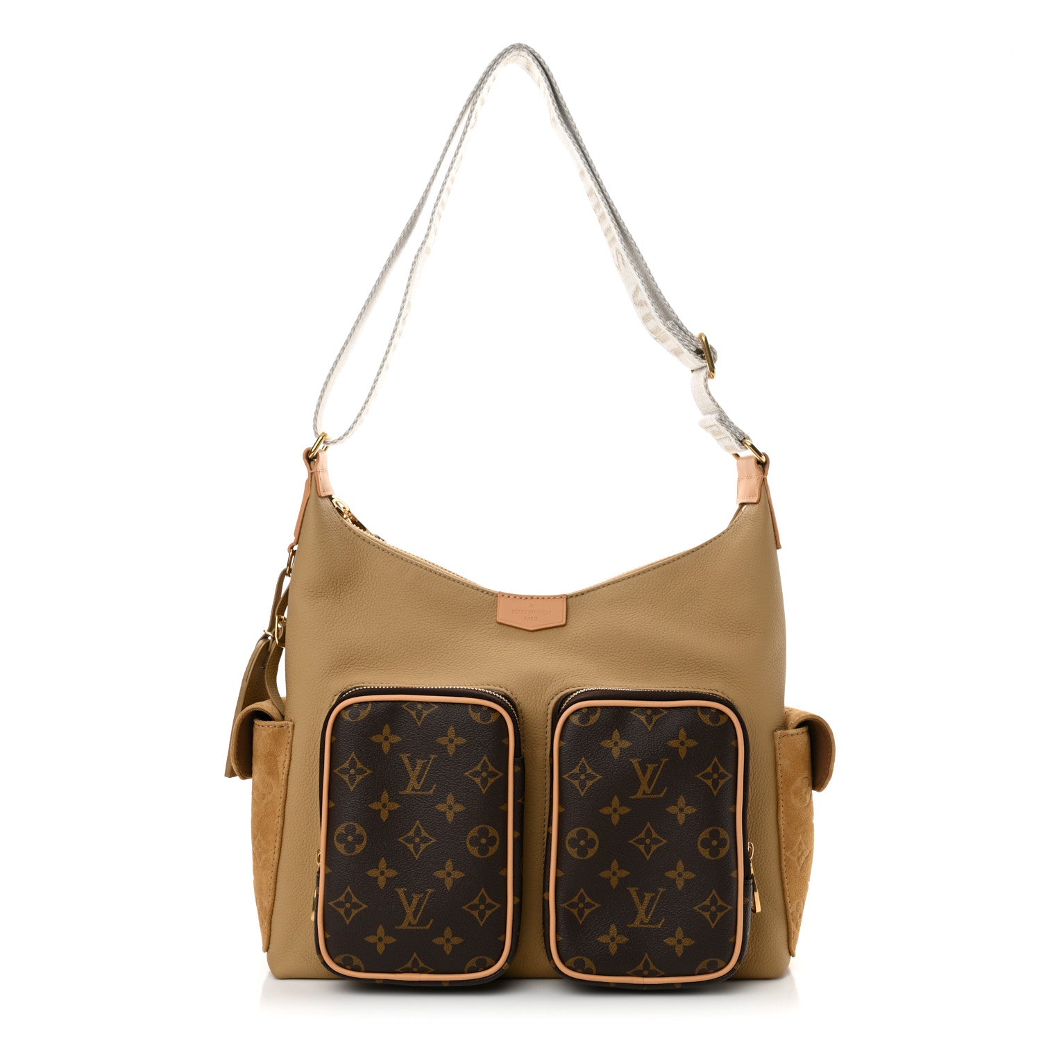 Louis Vuitton Grained Cowhide Monogram Hobo Cargo Beige 1 of 9