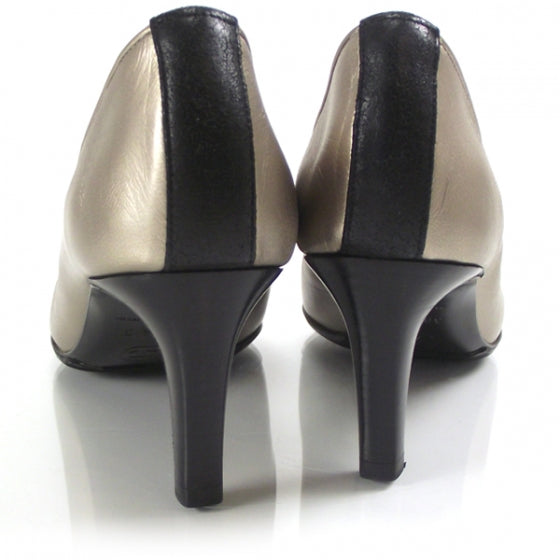 Chanel Leather CC Bow Pumps 36.5 C Black Gold 3 of 7