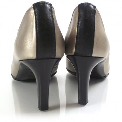 Chanel Leather CC Bow Pumps 36.5 C Black Gold 3 of 7