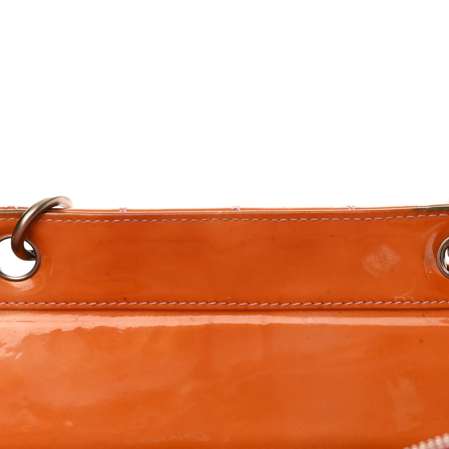 Patent Quilted Petit Timeless Shopping Tote PTT Orange
