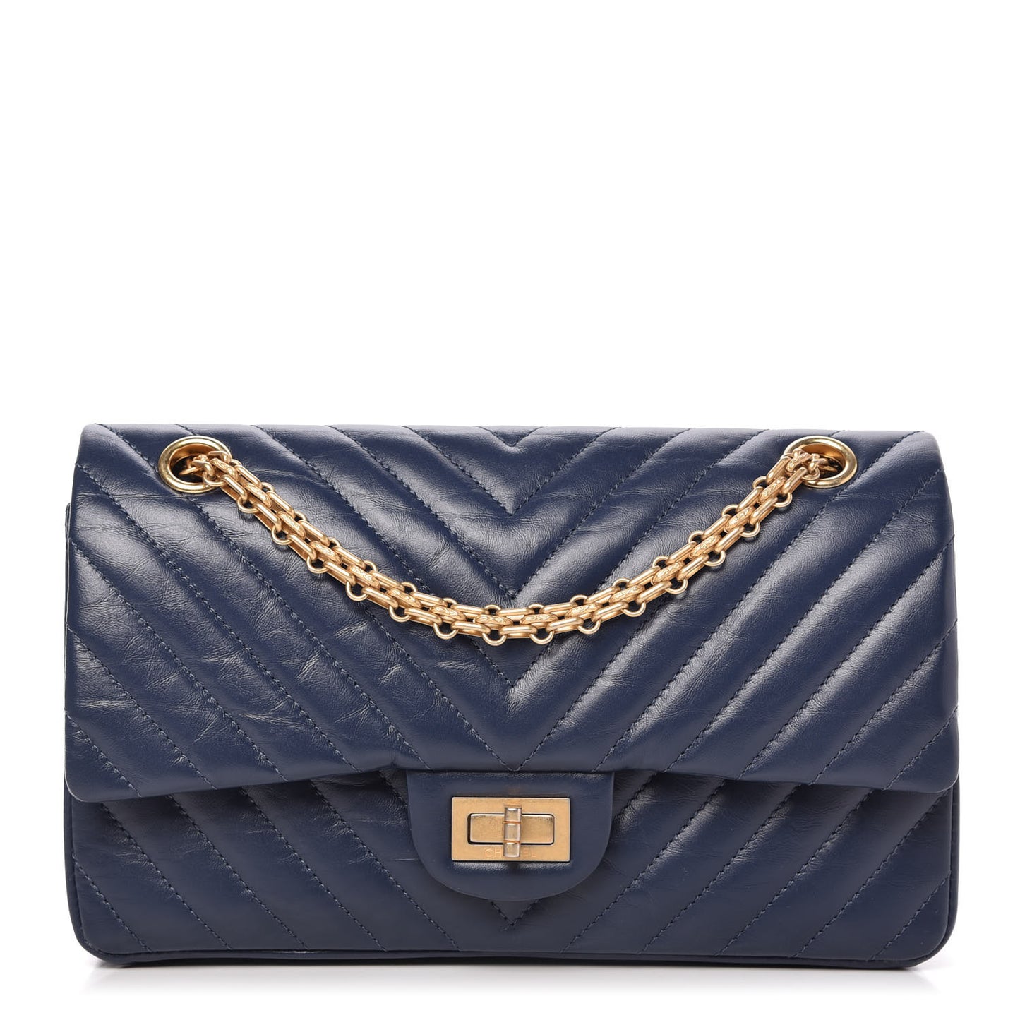 Aged Calfskin Chevron Quilted 2.55 Reissue 225 Flap Blue
