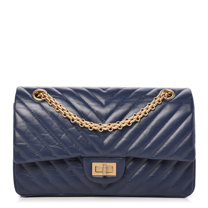 Chanel Aged Calfskin Chevron Quilted 2.55 Reissue 225 Flap Blue 1 of 12