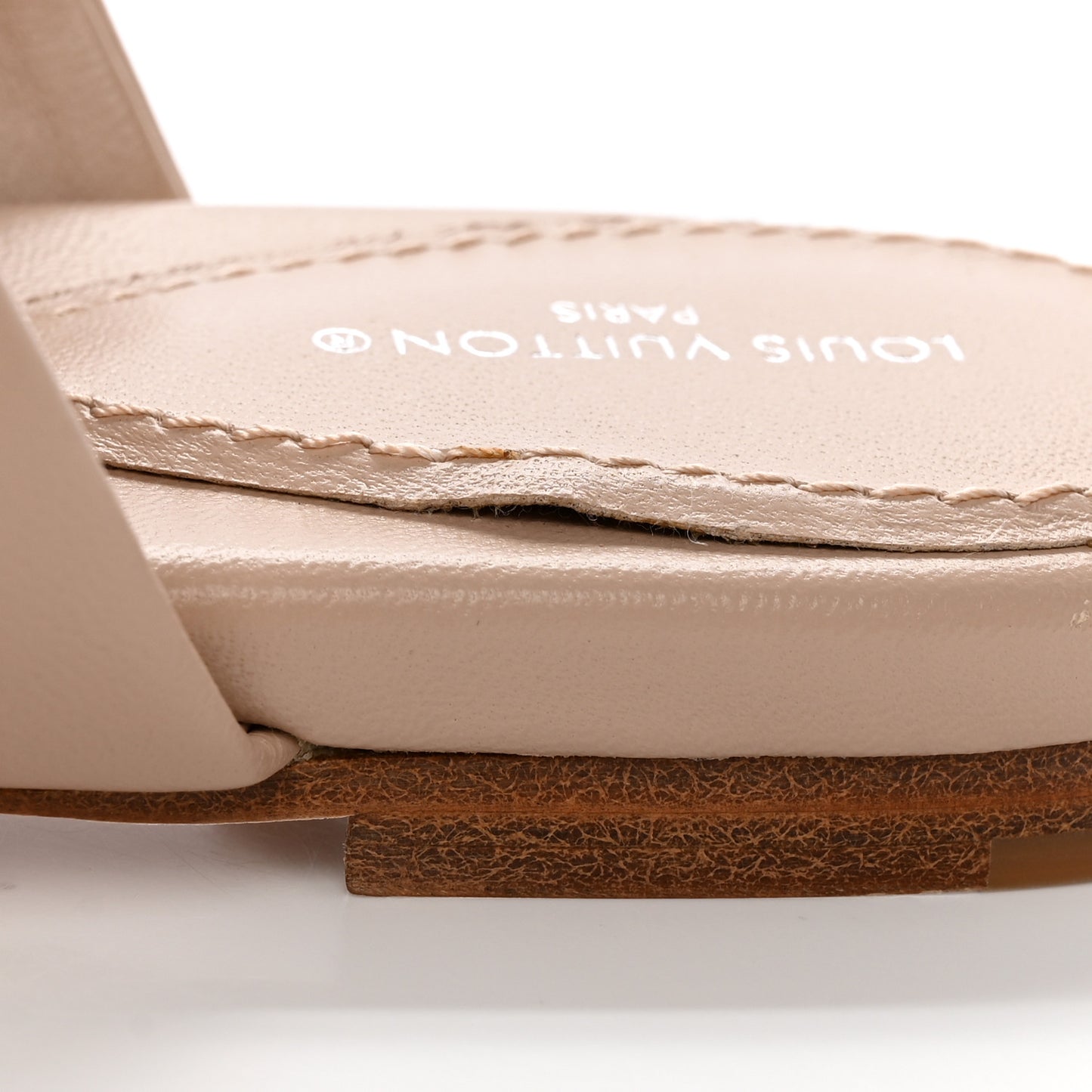 Lambskin Embossed Monogram Drapy Flat Thong Sandal 37 Beige