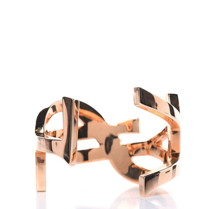 Saint Laurent Brass Monogram Medium Cuff Bracelet Gold 3 of 4