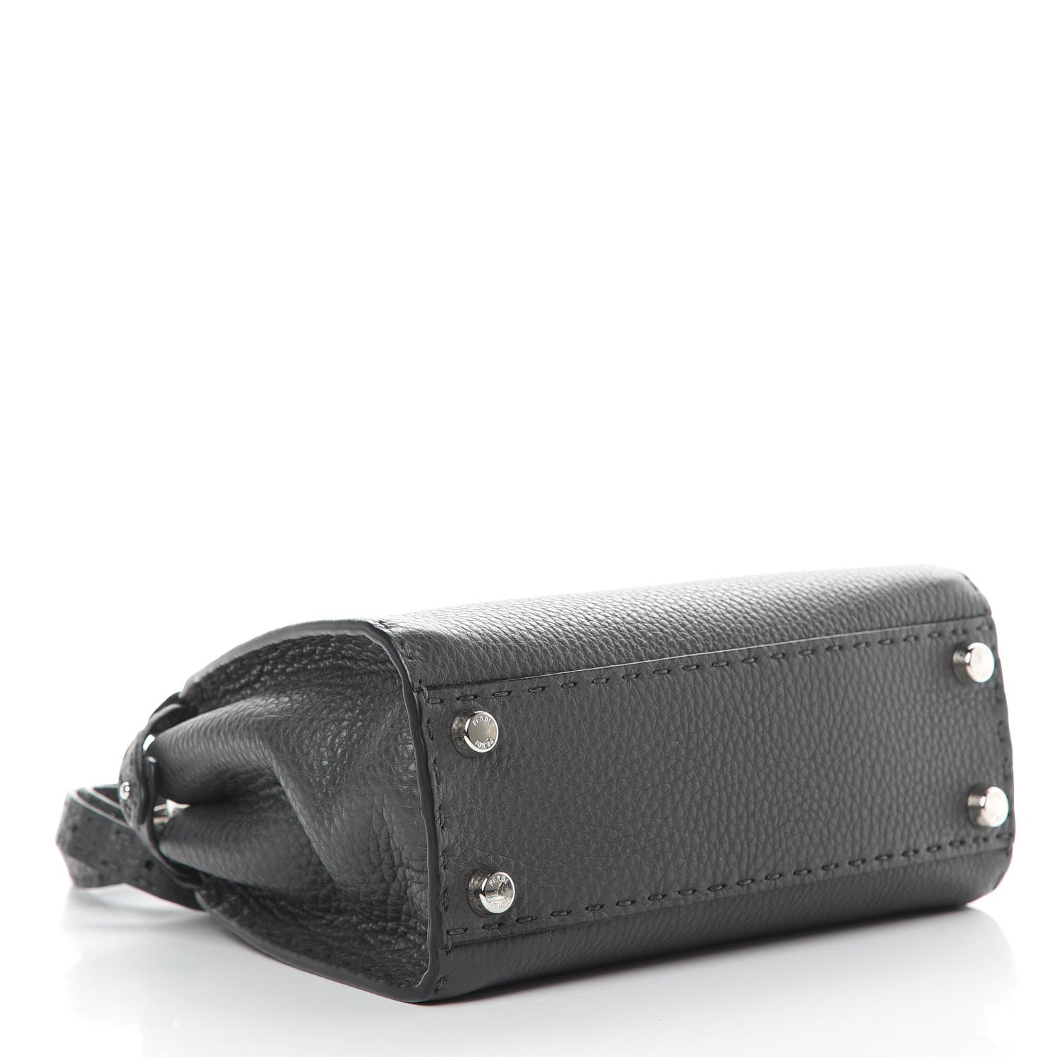 Fendi Cuoio Romano Selleria Bi-Color Mini Peekaboo Iconic Satchel Asfalto Latte 5 of 12