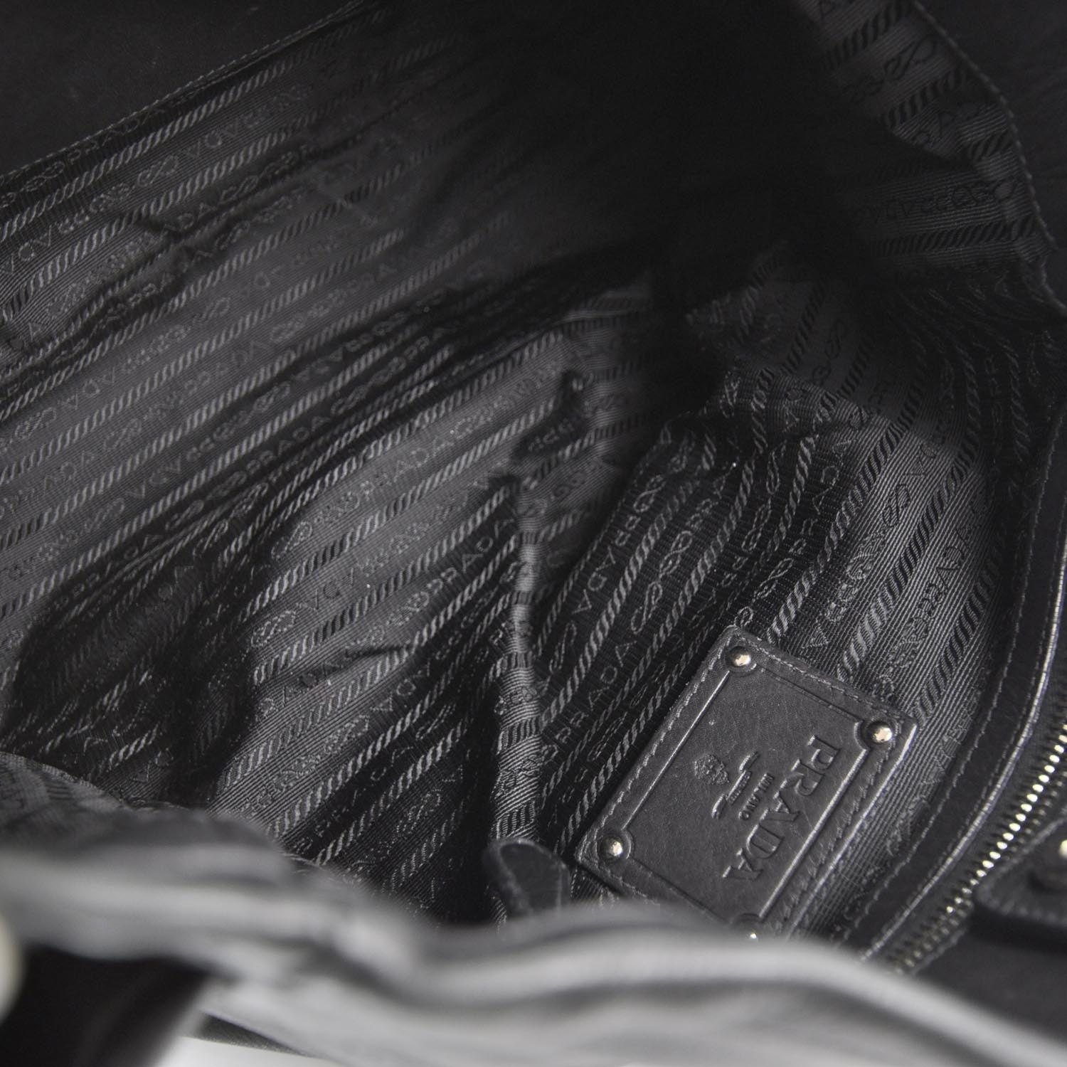 Prada Calfskin Leather Hobo Bag Nero Black 7 of 10