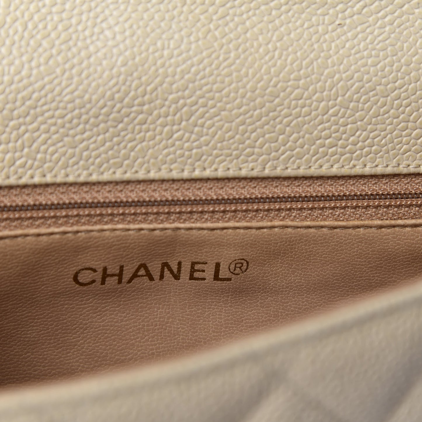 Caviar Quilted Envelope Flap Crossbody Light Beige