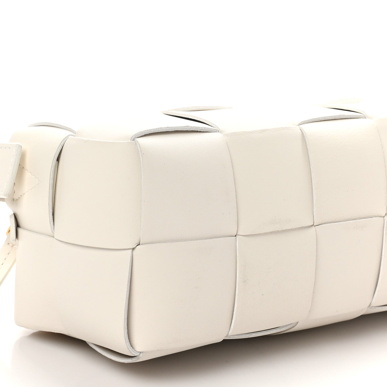 Bottega Veneta Lambskin Maxi Intrecciato Small Brick Cassette Bag White 8 of 9