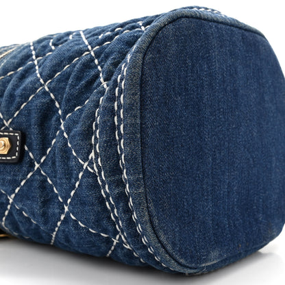 Chanel Denim Quilted Denim Trip Vanity Cosmetic Case Blue 9 of 11