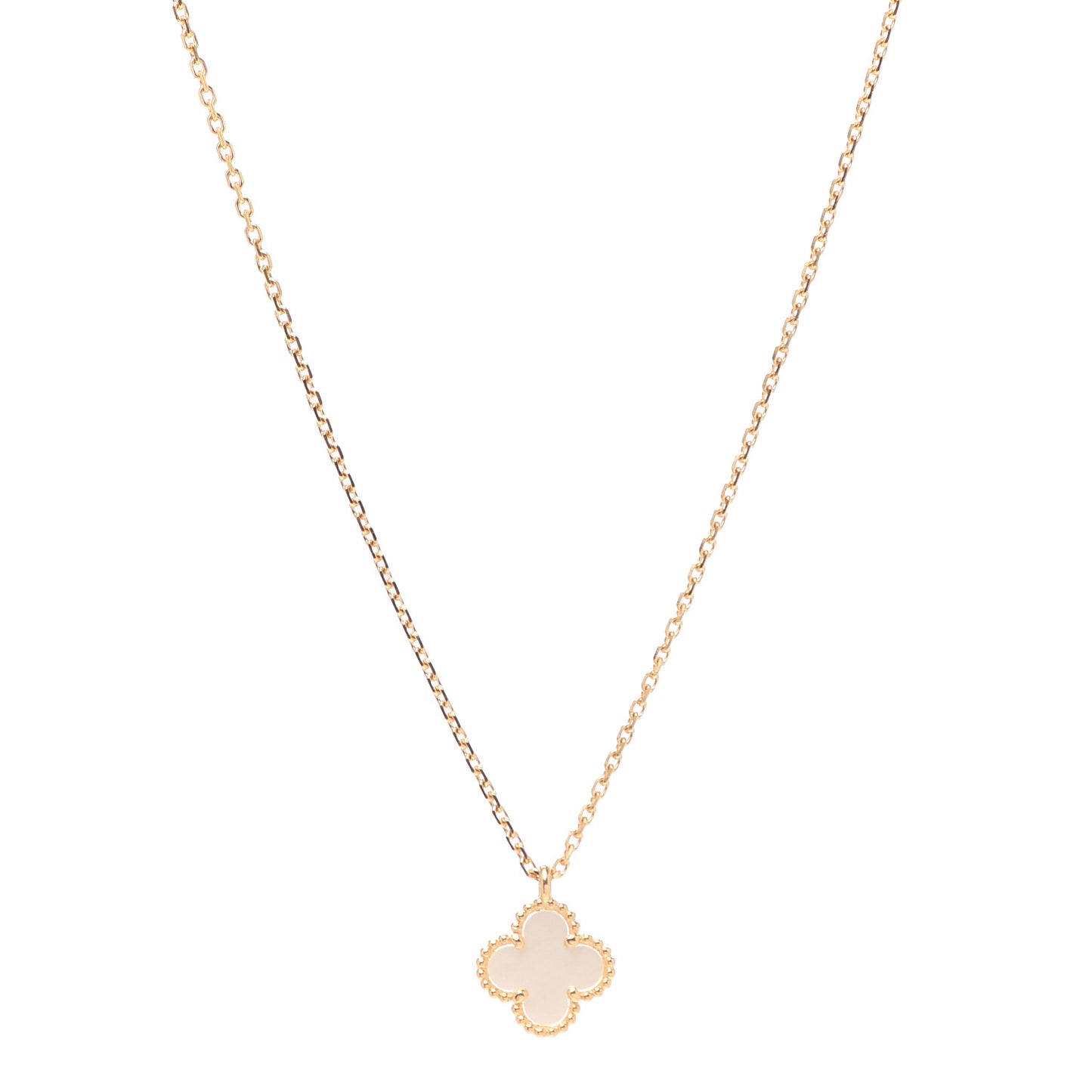 18K Yellow Gold Mother of Pearl Sweet Alhambra Pendant Necklace