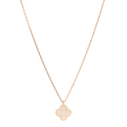Van Cleef & Arpels 18K Yellow Gold Mother of Pearl Sweet Alhambra Pendant Necklace 1 of 7