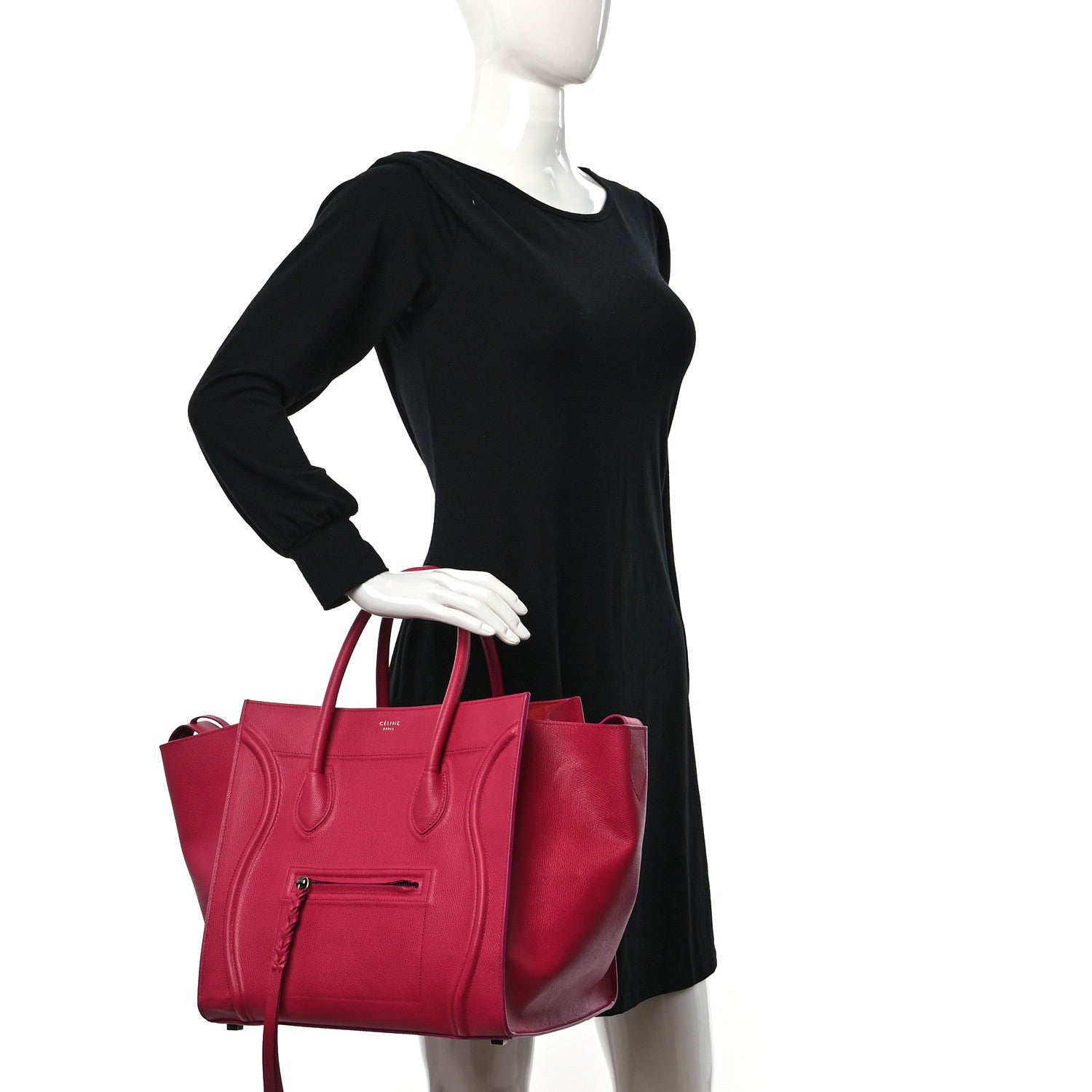 Celine Grained Calfskin Medium Phantom Luggage Fuchsia 2 of 8