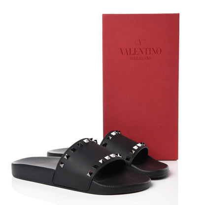 Valentino Garavani Rubber Rockstud Slide Sandals 40 Black 7 of 7