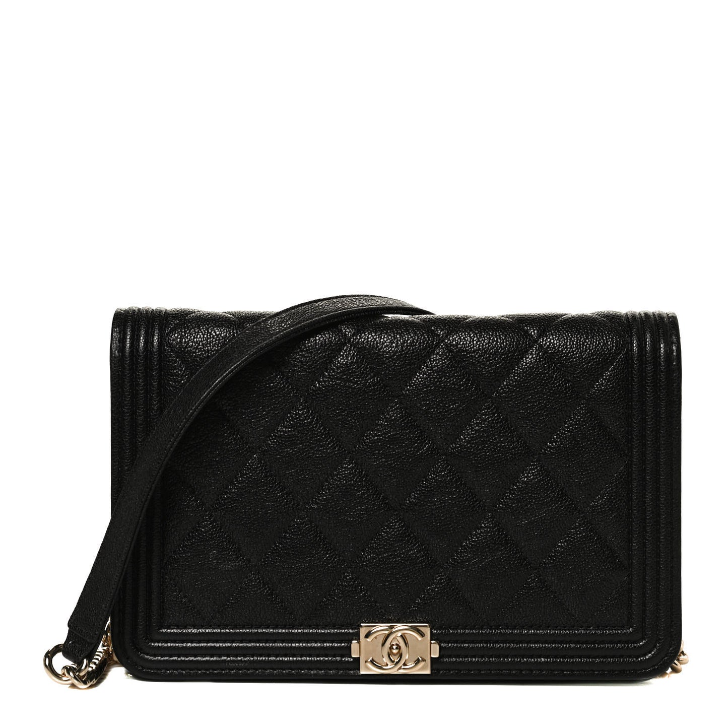 Caviar Quilted Boy Wallet On Chain WOC Black