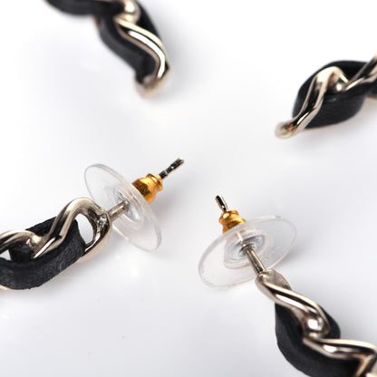 Chanel Lambskin Pearl More Is More CC Chain Hoop Earrings Gold Black 5 of 8