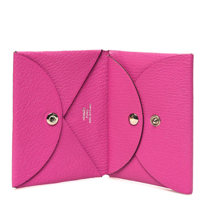Hermes Chevre Mysore Calvi Duo Card Case Rose Pourpre 5 of 12