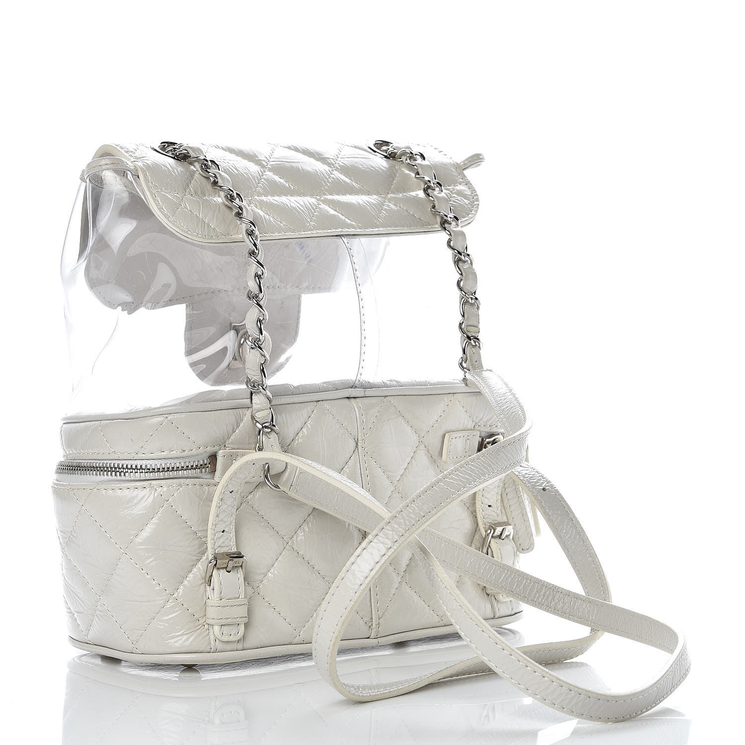 Chanel Crumpled Calfskin PVC Quilted Backpack White 3 of 13