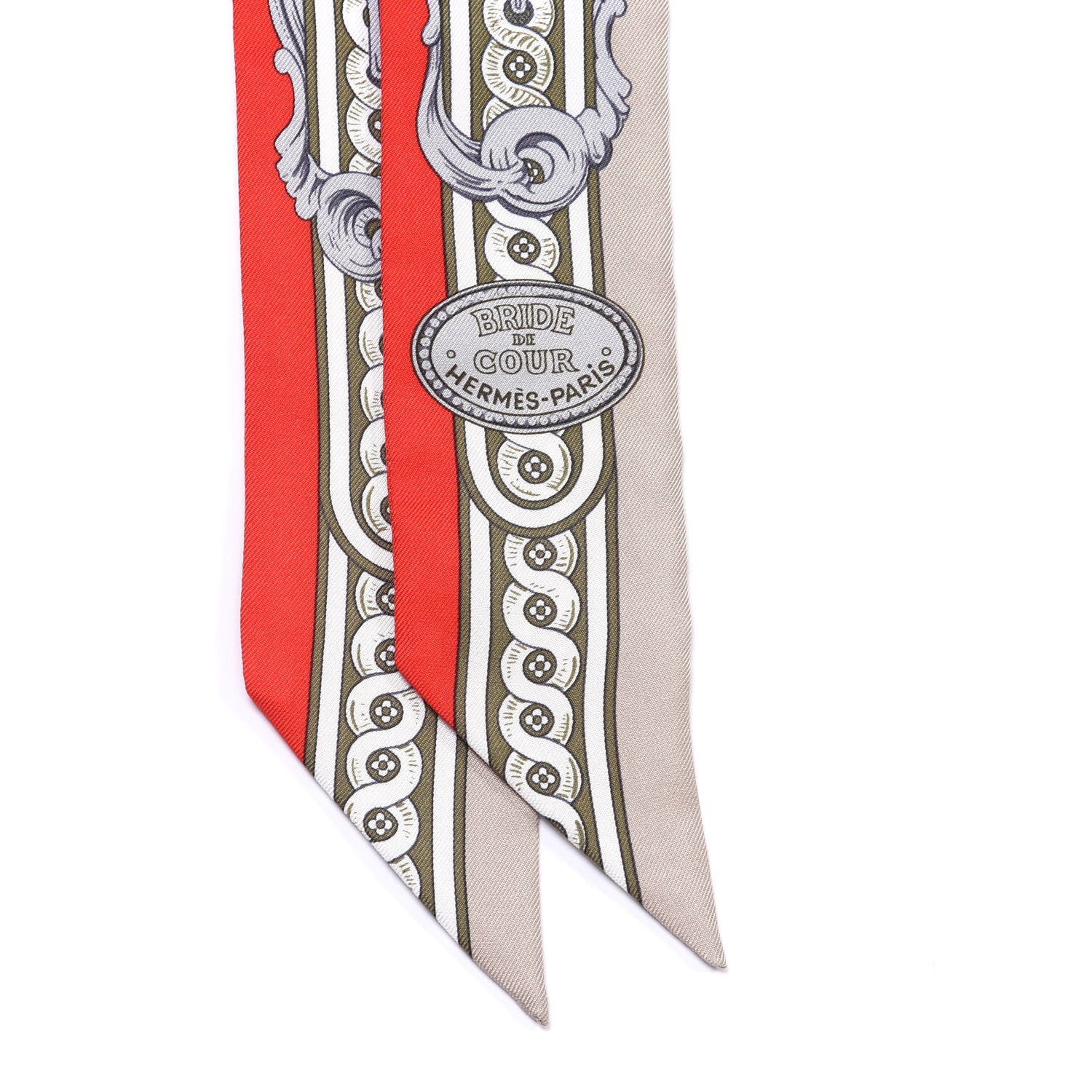 Hermes Silk Bride De Cour Twilly Corail Naturel Kaki 2 of 4